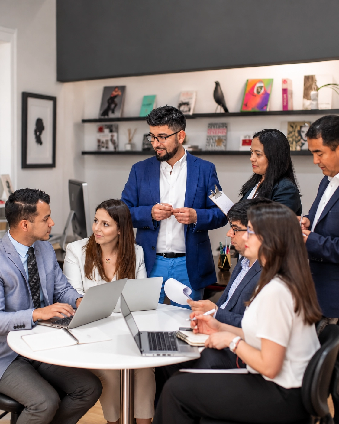 Equipo de Mi Asesor reunido en una conversación de trabajo